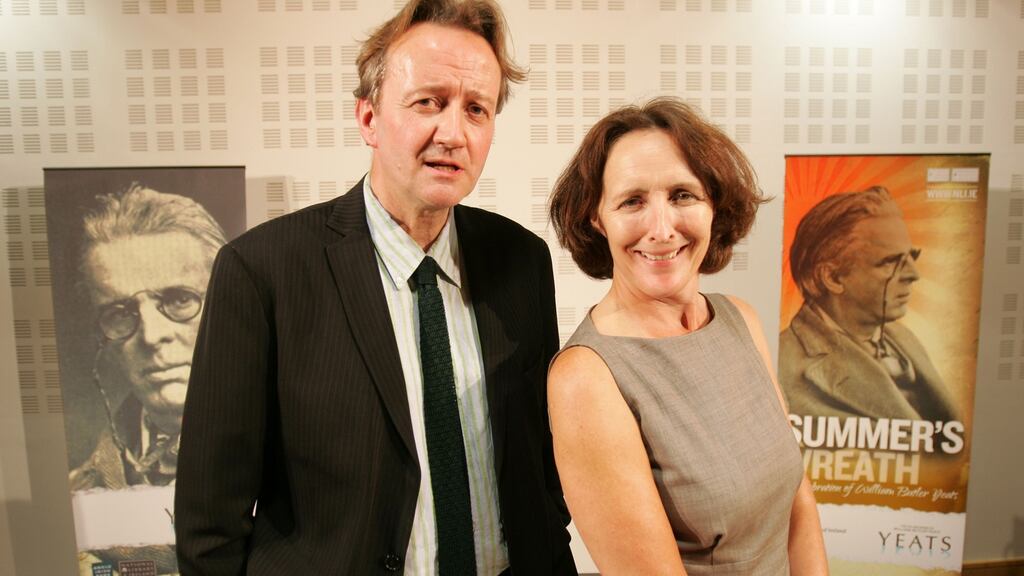 Roy Foster (with Yeats actor Fiona Shaw at the National Library): His ‘true essence . . . is as a writer who happens to be a historian’. Photograph: Alan Betson/The Irish Times
