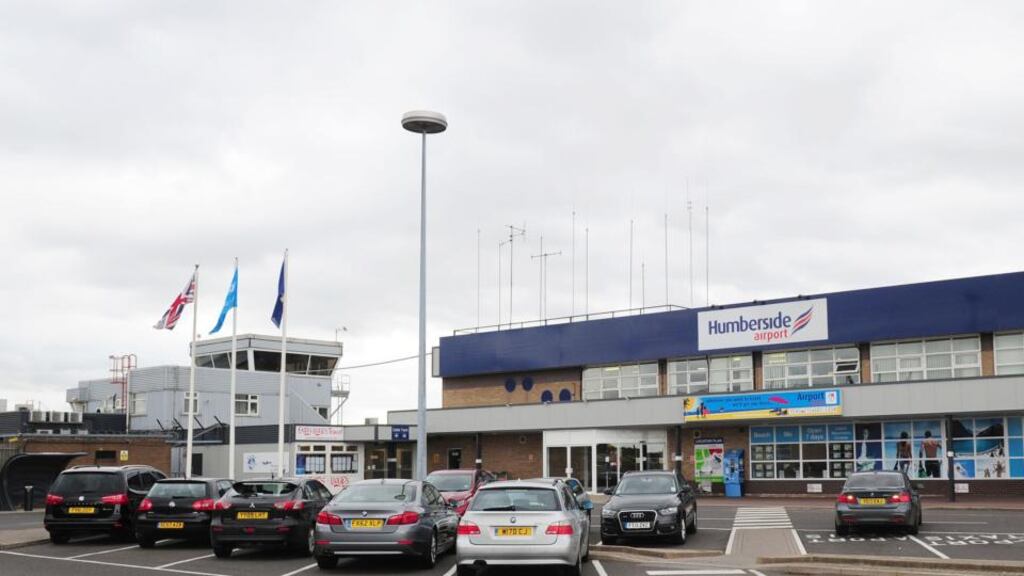The terminal building and control tower at Humberside Airport, North Lincolnshire, where airport staff helped a passenger land a plane after the pilot became ill. Photograph: PA