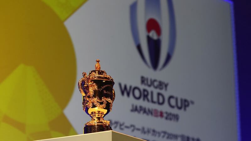The Webb Ellis Cup pictured during the Rugby World Cup 2019 match schedule announcement in November 2017.Photograph: David Rogers/Getty Images
