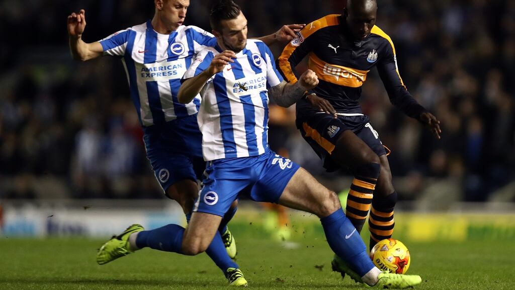 Brighton centre back Shane Duffy will miss the World Cup qualifier against Wales with a broken foot. Photograph: Bryn Lennon/Getty Images