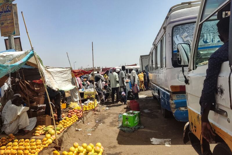 People shop for fresh produce at a market in southern Khartoum earlier this week, during a lull amid ongoing fighting between two rival Sudanese generals. Photograph: AFP