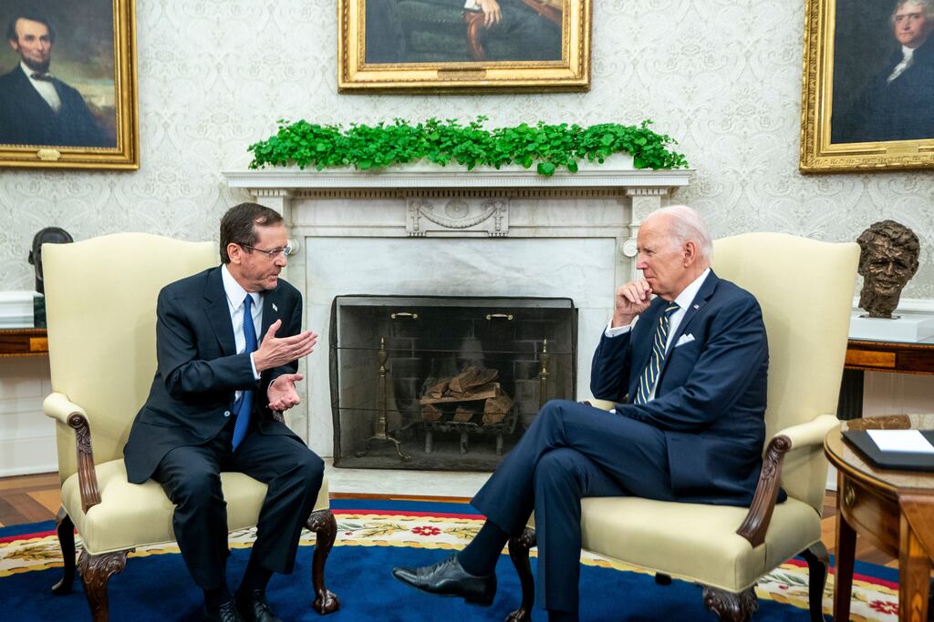 Israeli prime minister Yitzhak Herzog met with US president Joe Biden in the Oval Office on July 18th. Photograph: Shawn Thew/EPA