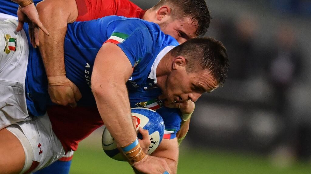 Braam Streyn moves to number eight in place of the injured Sergio Parisse. Photograph: Andreas Solaro/AFP/Getty Images