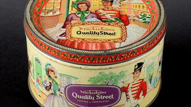 The old Quality Street tin was decorated with Georgette Heyer characters. Photograph: AntiquesAtlas.com