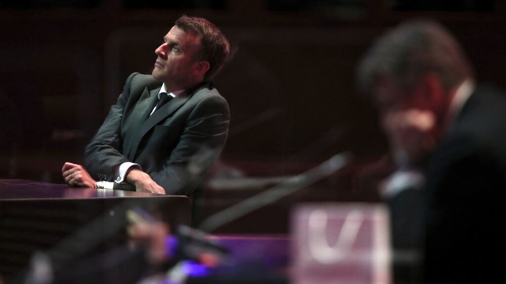 France’s President Emmanuel Macron waits for the start of an informal dinner event in Porto, on Friday, May 7th, 2021. Photograph: Luis Vieira/Pool/AFP via Getty Images