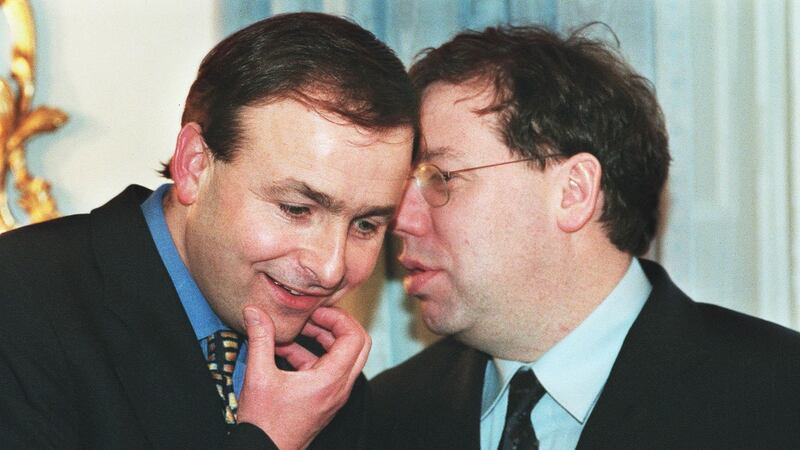 Martin (L), then the new minister for health, and Brian Cowen, then minister for foreign affairs, receiving their seals of office from president Mary McAleese, January 27th, 2000. Photograph: Frank Miller