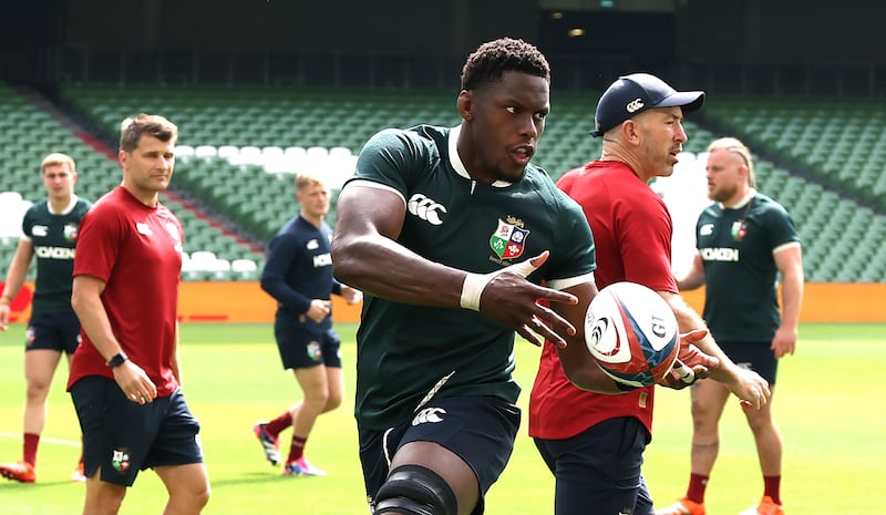 Lions captain Maro Itoje during Thursday's session at the Aviva Stadium. Photograph: David Rogers/Getty Images