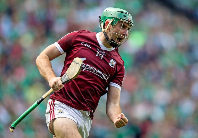 Galway's Brian Concannon celebrates a goal. Photograph: Evan Treacy/Inpho