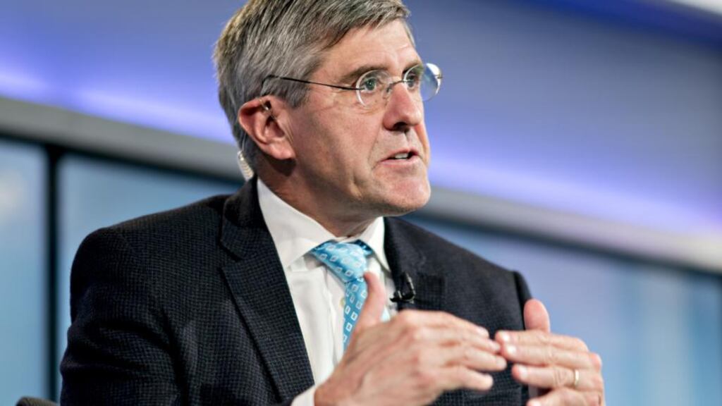 Stephen Moore speaks during a Bloomberg Television interview in Washington, DC, on March 22nd. Trump said he’s nominating Moore, a long-time supporter of the president, for a seat on the Federal Reserve Board. Photographer: Andrew Harrer/Bloomberg