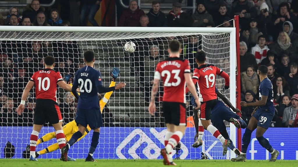 Southampton’s Sofiane Boufal equalises against Spurs. Photograph: Glyn Kirk/Getty/AFP