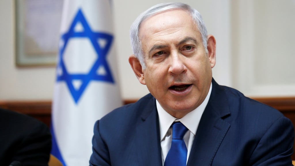 Israeli prime minister Binyamin Netanyahu: addressed the Knesset from the podium after the Bill was passed. “This is our country. The state of the Jews,” he said. Photograph: Reuters