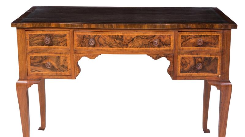Walnut writing table, Lot 93