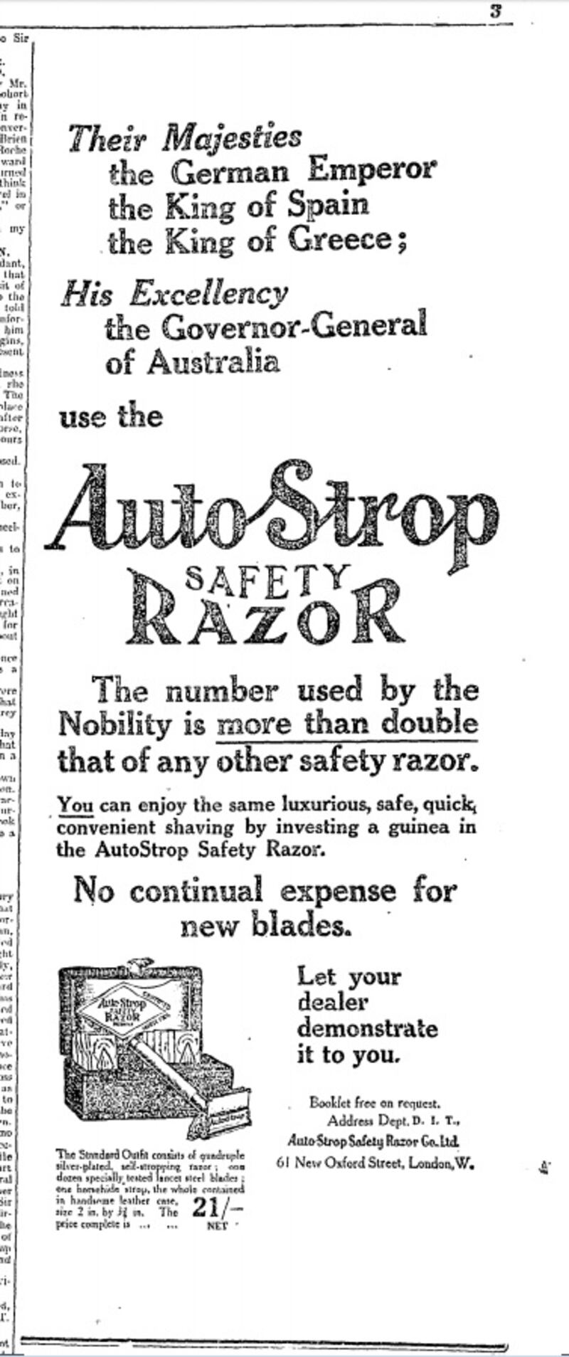The number used by the Nobility is more than double that of any other razor (June 11th, 1909)