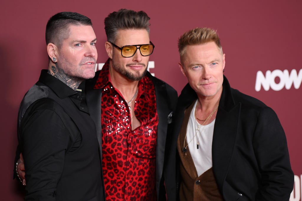 Shane Lynch, Keith Duffy and Ronan Keating attend the Boyzone: No Matter What world premiere in London. Photograph: Kate Green/Getty Images
