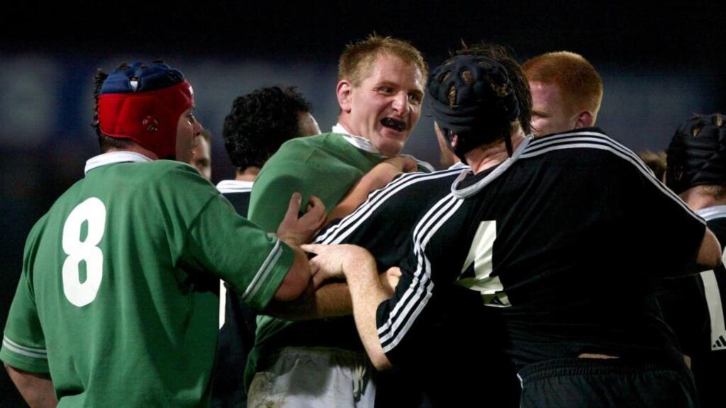 Gary Longwell of Ireland gets up close and personal in Timaru in 2002