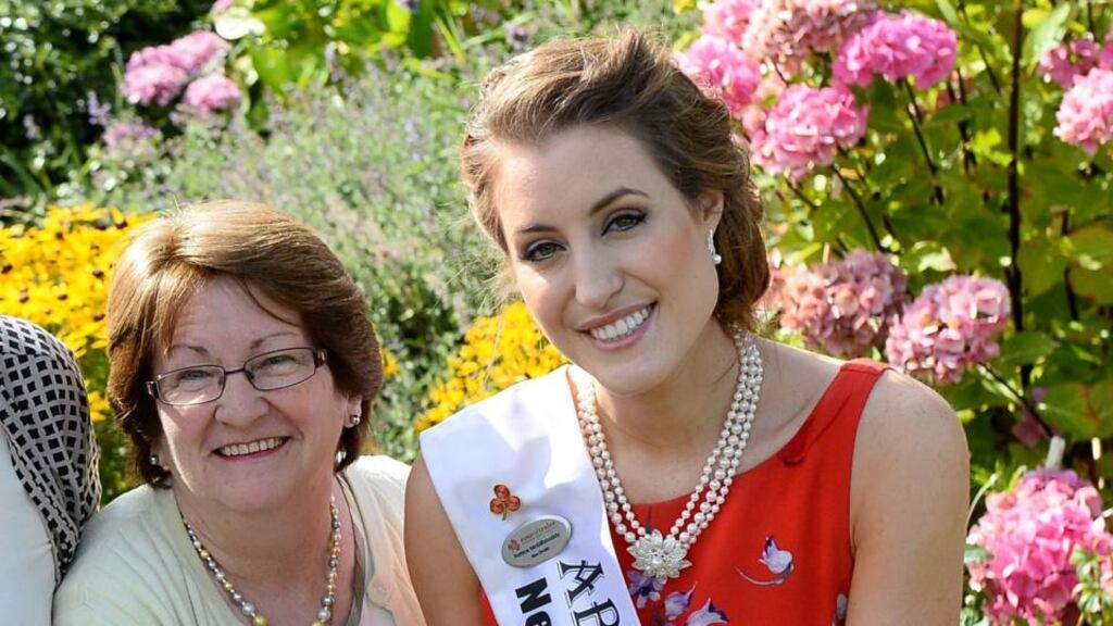 Abu Dhabi Rose Patrice McGillycuddy (r) has been installed as the favourite to win the Rose of Tralee after her performance in the Dome last night. Photograph: Domnick Walsh/Eye Focus.