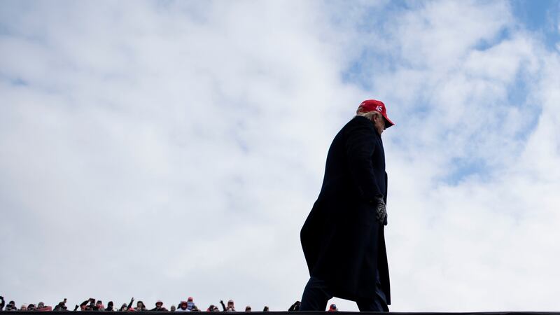 US president Donald Trump after speaking during a ‘Make America Great Again’ rally in Washington, Michigan. Photograph: Brendan Smialowski/AFP