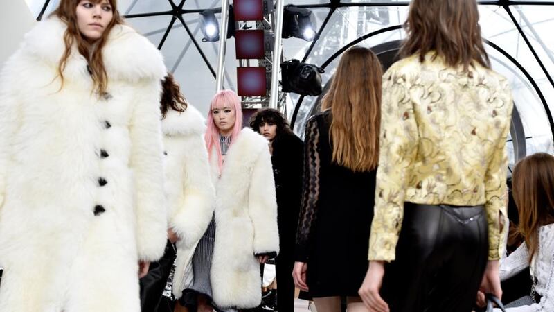 Models walk the runway during the Louis Vuitton show at Paris Fashion Week. Photograph: Pascal Le Segretain/Getty Images