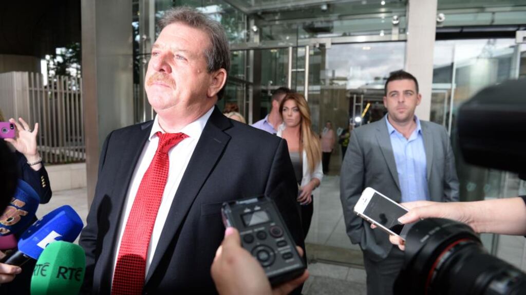 Steve Collins prepares to speak to media on the murder of his son Roy, outside the Special Criminal Court in Dublin. Photograph: Dara Mac Dónaill / The Irish Times
