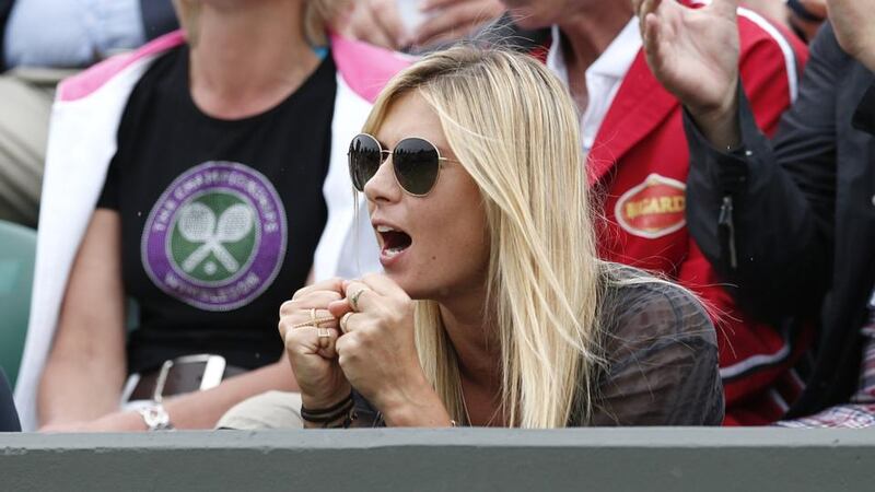 Maria Sharapova’s vocal support of boyfriend Grigor Dimitrov could not save the Bulgarian from defeat. Photograph: Jonathan Brady/PA Wire