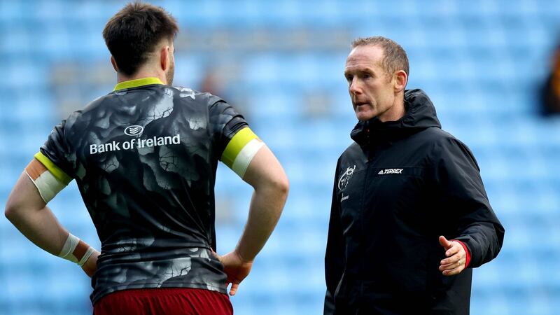 Munster coach Ian Costello took charge with Johann van Graan isolating. Photograph: Ryan Byrne/Inpho