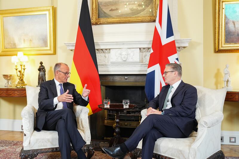 Friedrich Merz with Keir Starmer in London on Thursday. Photograph: Steffen Kugler/Bundesregierung via Getty Images