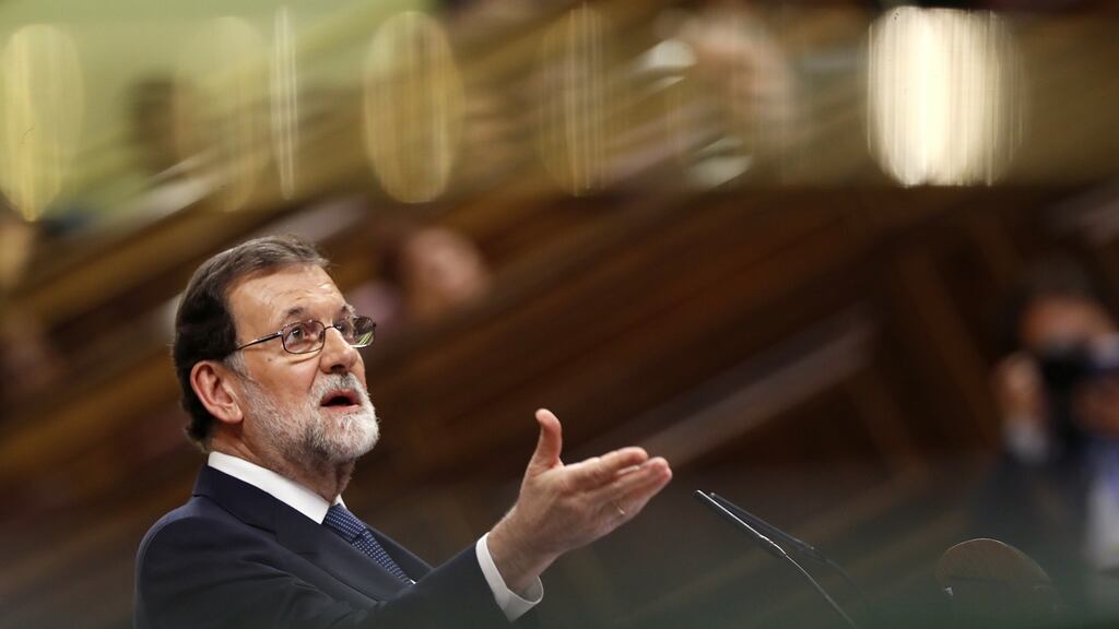 Spanish prime minister Mariano Rajoy in parliament on Wednesday. “If Puigdemont respects legality then a period of illegality and uncertainty will come to an end,” he said. Photograph: Javier Lizon/EPA