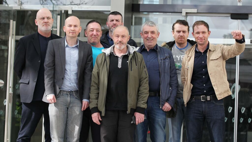 Paul Murphy (second from left), Kieran Mahon, Michael Murphy, Frank Donaghy, Ken Purcell, Michael Banks and Scott Masterson. Photograph: Collins Courts
