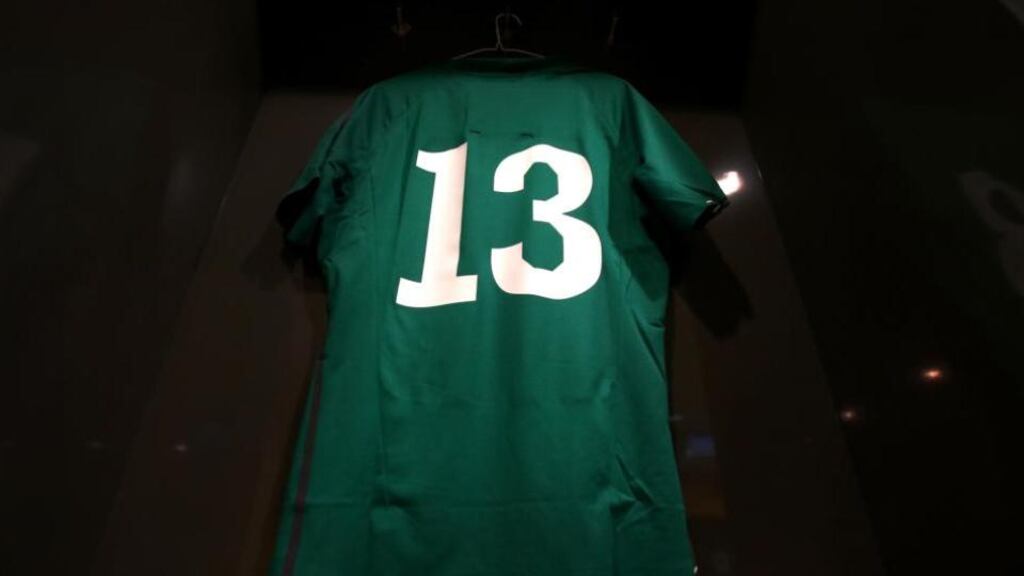 Brian O’Driscoll’s number 13 jersey hanging in the changing room – waiting for a new owner. But who will it be? The search is on. Photograph: Dan Sheridan/Inpho