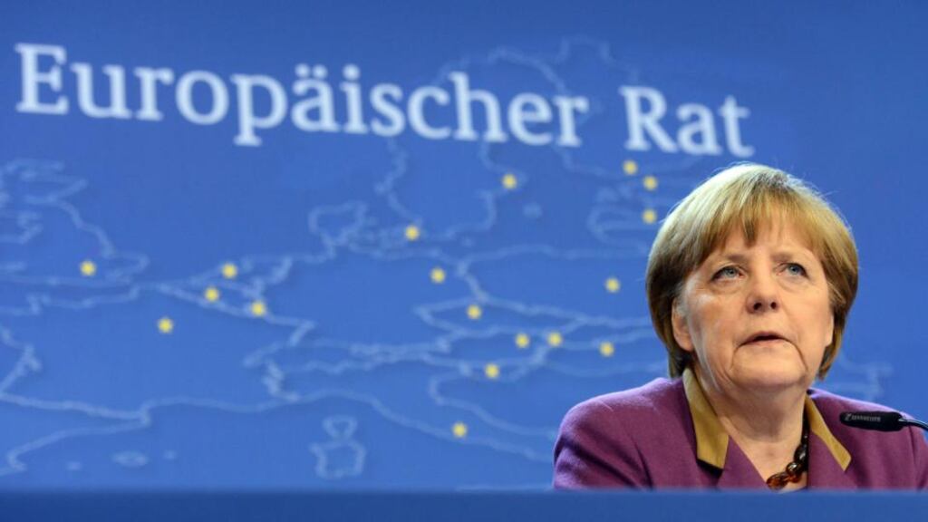 Germany's Chancellor Angela Merkel takes a forceful strong line against any lifting of the Syrian arms embargo. Photograph: Laurent Dubrule (Reuters)