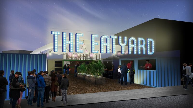 A computer generated impression of Eatyard, a new street food market in Dublin 2, opening on Thursday