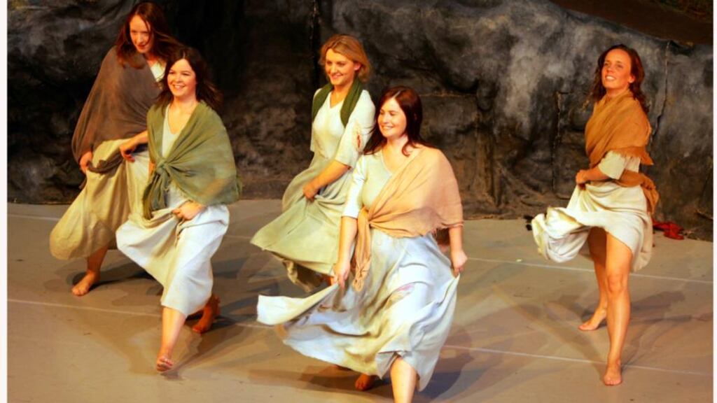 Let’s dance: members of the Siamsa Tire production of Oilean in rehearsal at the Pavilion Theatre Dublin. Photograph: Bryan O'Brien