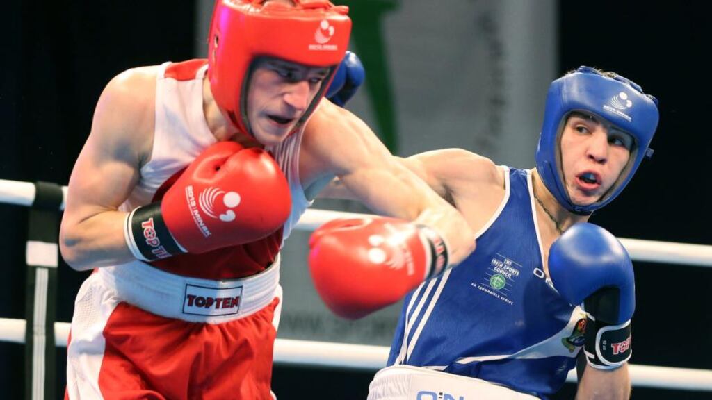 Ireland’s Michael Conlan (blue) who will turn professional if he wins gold at next month’s world championships.