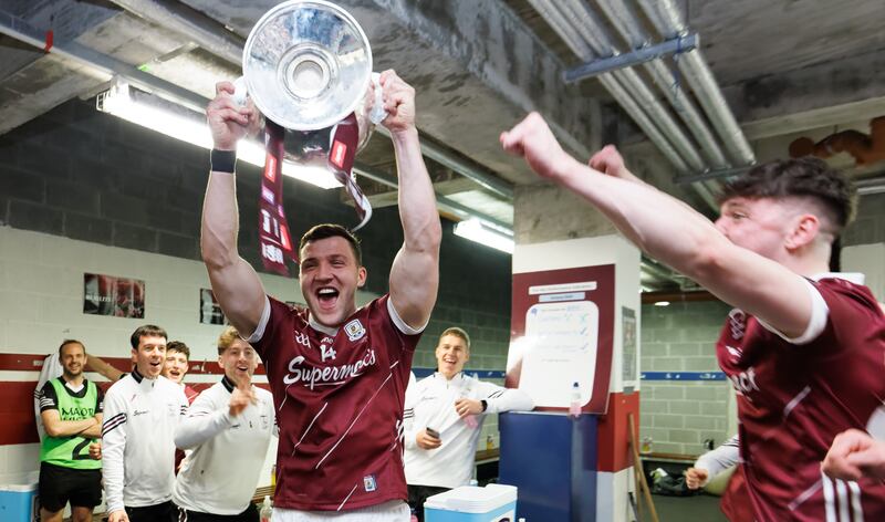 Galway’s Damien Comer celebrates winning the Connacht title. Photograph: James Crombie/Inpho