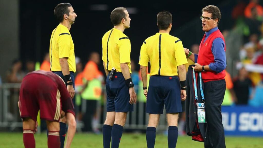 Russian coach Fabio Capello claims that laser pen blinded his goalkeeper in the build-up to Algeria’s goal. He voiced his complaint to the match officials. Photograph: Julian Finney/Getty Images