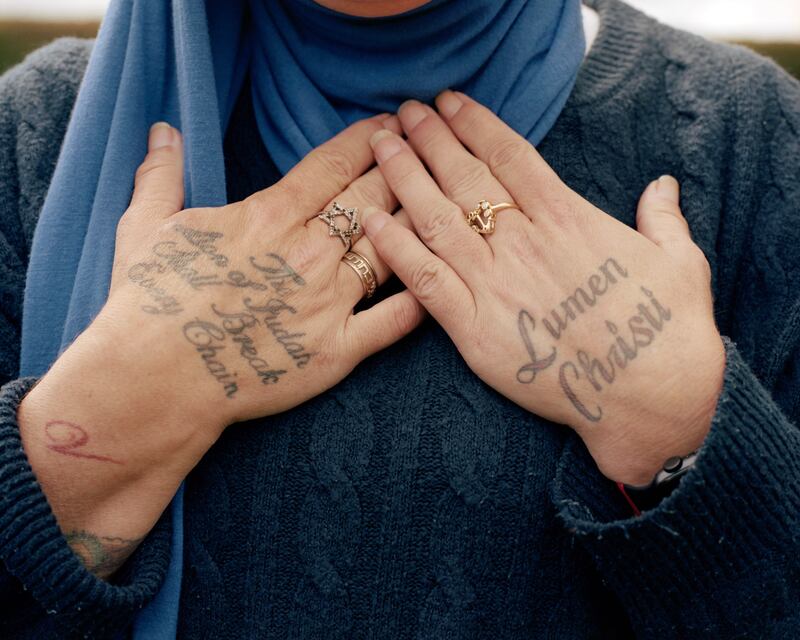 Tattoos on Sinéad O'Connor's hands. Photograph: Ellius Grace/New York Times