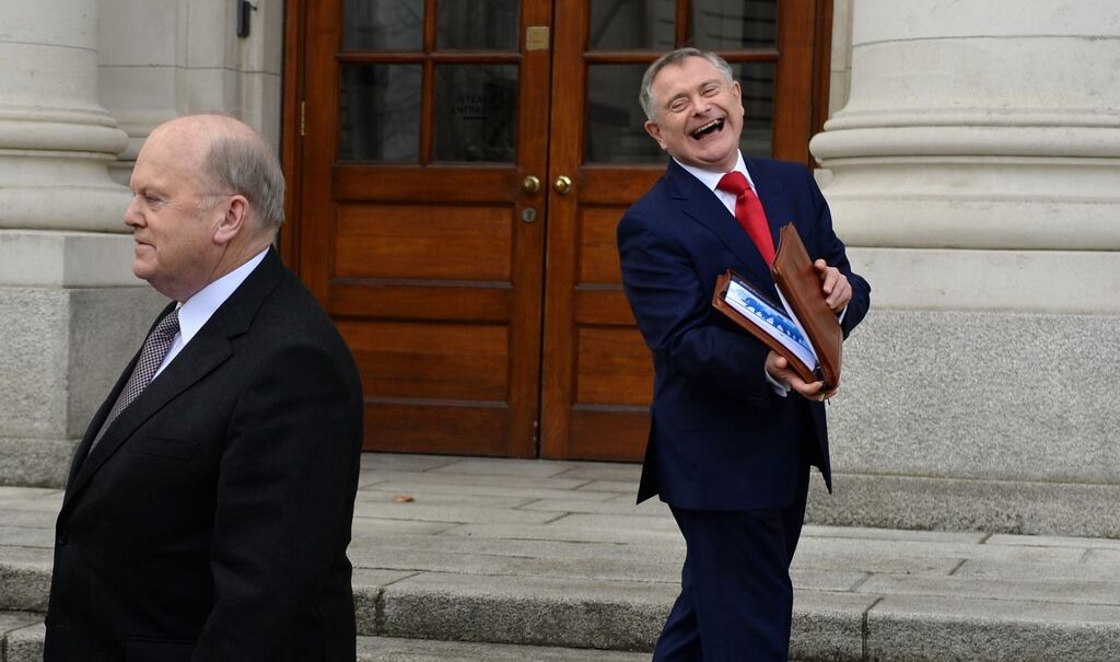 Minister for Finance Michael Noonan and Minister for Public Expenditure and Reform Brendan Howlin before the budget announcement yesterday. Photograph: Dara Mac Dónaill/The Irish Times