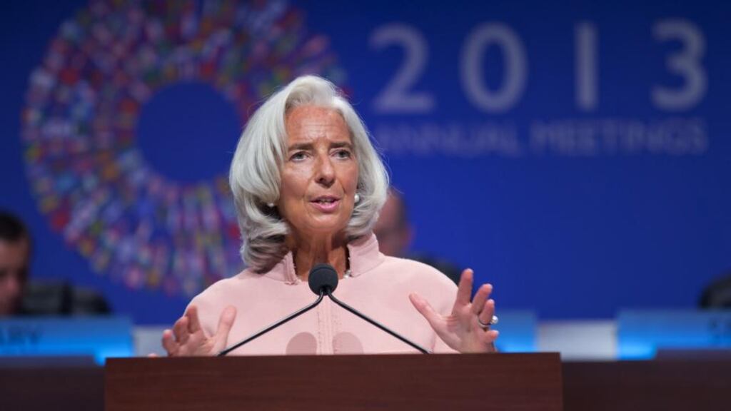 Christine Lagarde, IMF head, called for any easing of Federal Reserve monetary stimulus