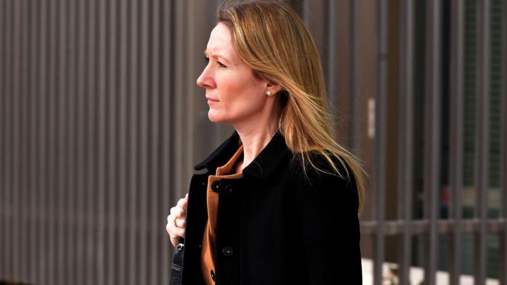 Natasha Mercer, former company secretary of Anglo Irish Bank, leaving the Circuit Criminal Court yesterday. Photograph: David Sleator