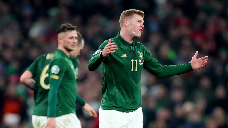 Ireland’s James McClean during the game.