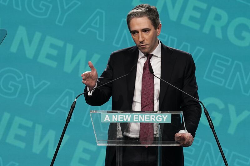Simon Harris speaking at the ardfheis. Photograph: Brian Lawless/PA Wire