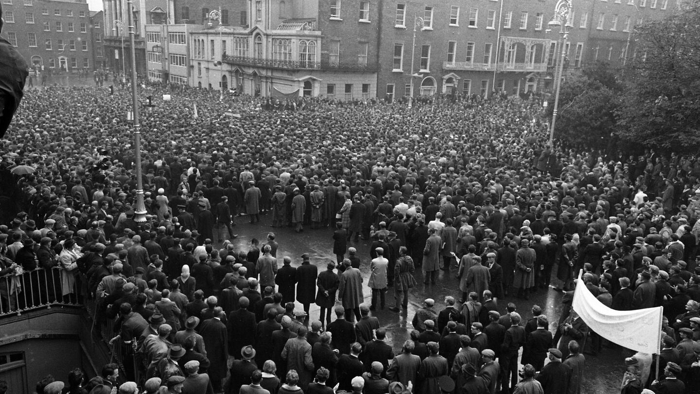 Member of the National Farmers’ Association at Merrion Square. Photograph: Gordon Standing