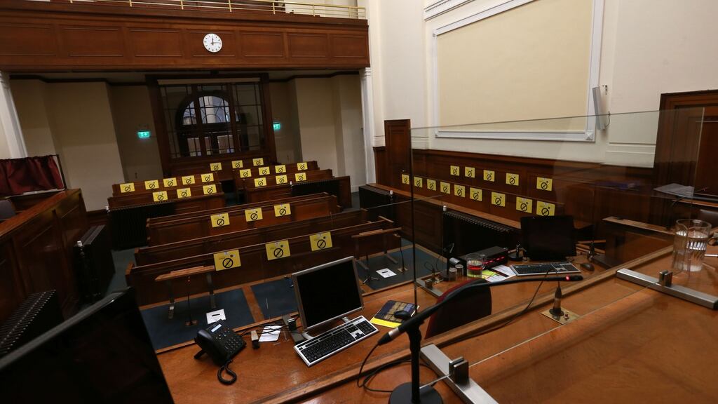 Court 1 in the Four Courts: Social distancing has changed everything. Photograph: Laura Hutton