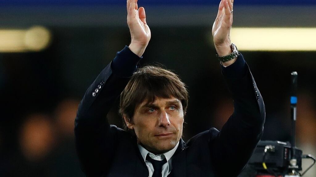 Antonio Conte’s Chelsea will play Tottenham Hotspur in the FA Cup semi-finals. Photograph: Eddie Keogh/Reuters