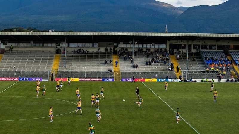 Kerry’s Paudie Clifford plays a pass during the Munster SFC quarter-final against Clare at Fitzgerald Stadium in Killarney. Photograph: Ryan Byrne/Inpho