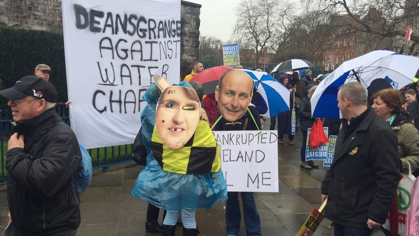 Protesters outside the Garden of Rememberance on Parnell Square. Photograph: Cyril Byrne/The Irish Times