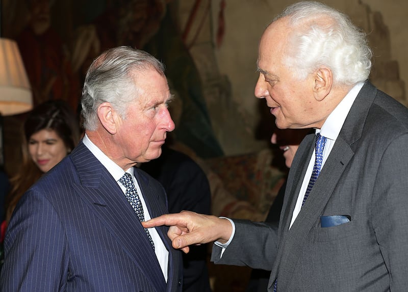 Britain's King Charles with Evelyn de Rothschild during a reception at Clarence House in the UK in 2015 in London. Photograph: Getty Images