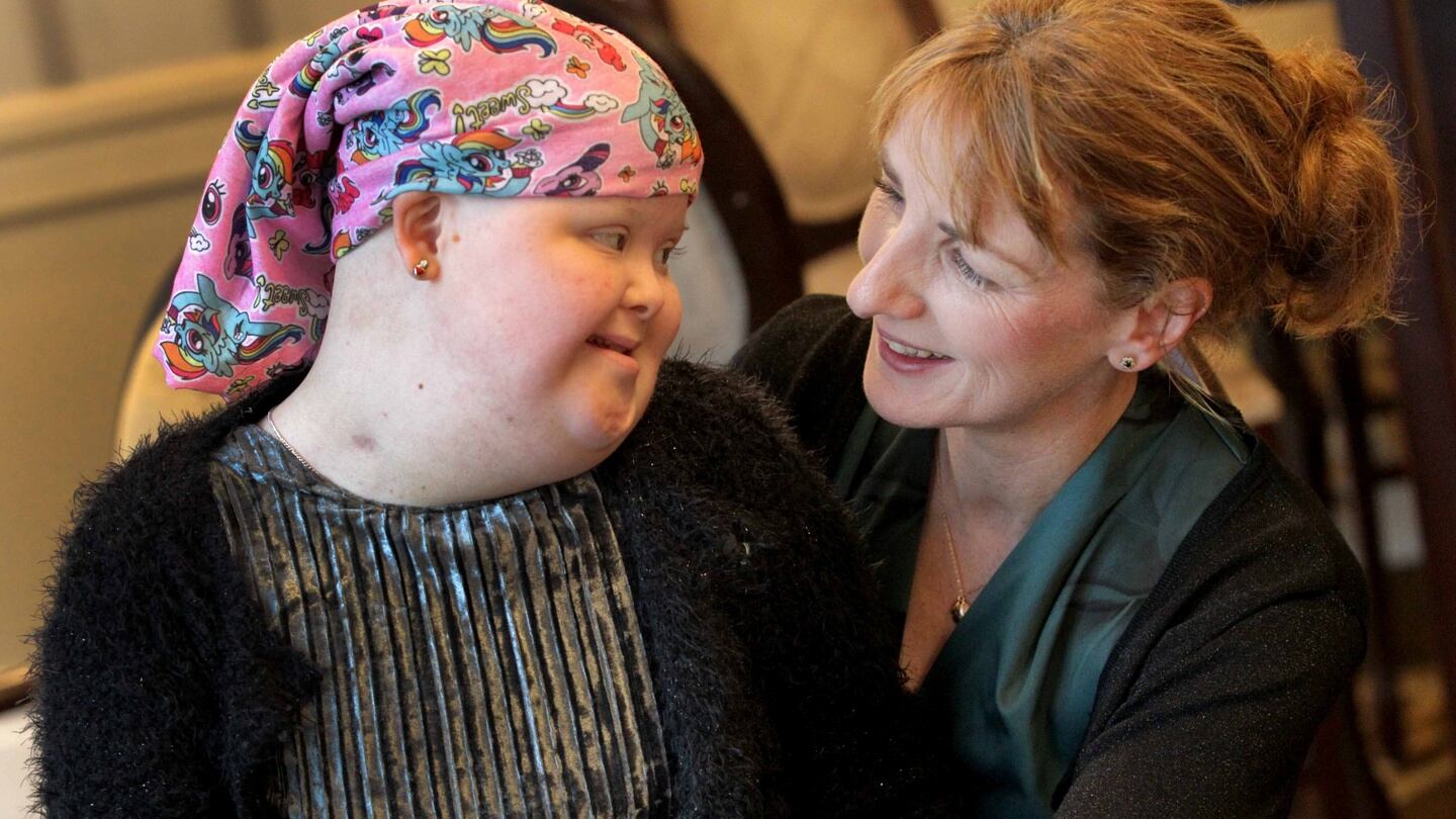 Leitrim Carer of the Year Mary Doherty with her 12-year-old daughter Niamh at the awards ceremony. Photograph: Mark Stedman