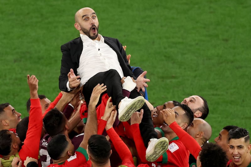 Walid Regragui and his Moroccan team are helping to change the perception of Arab and African coaches. Photograph: Alexander Hassenstein/Getty Images