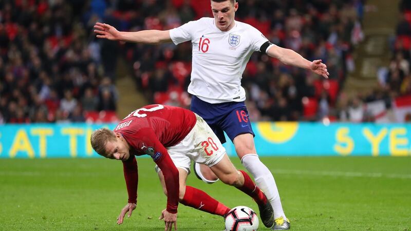 Declan Rice’s England career began against the Czech Republic at Wembley. Photograph: Catherine Ivill/Getty